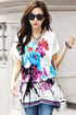 Sexy Elegant Floral Print Long Chiffon Blouse